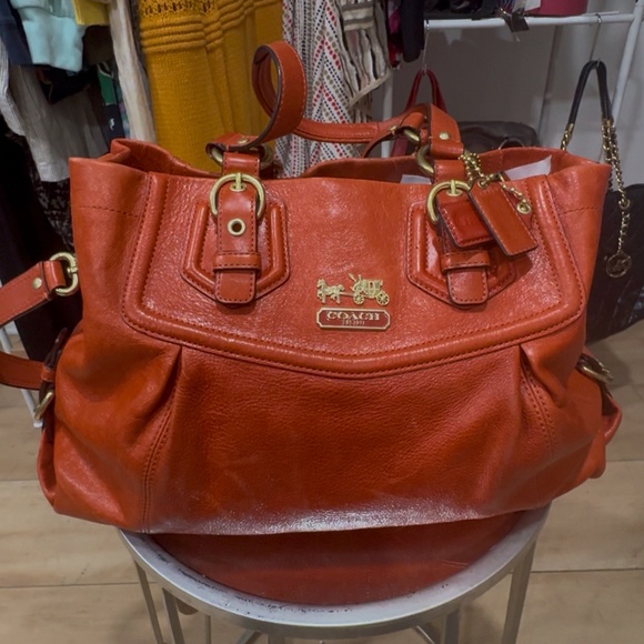 COACH ORANGE SATCHEL PURSE - Picture 1 of 10